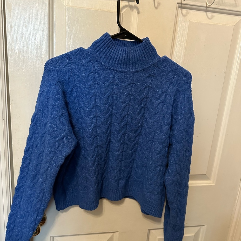 Blue Cable Knit Women's Sweater